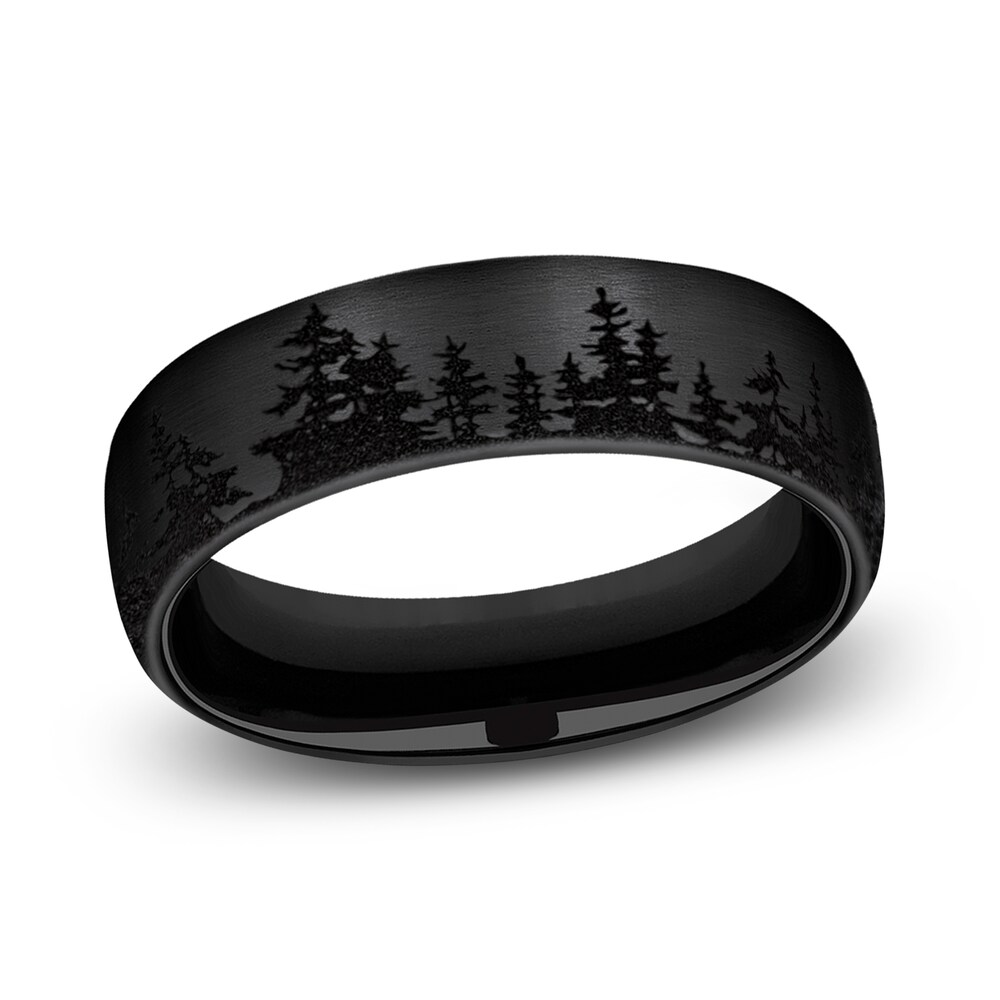 Tree Wedding Band Black Titanium 6.5mm UaIKs6xd Tree Wedding Band Black Titanium 6.5mm UaIKs6xd