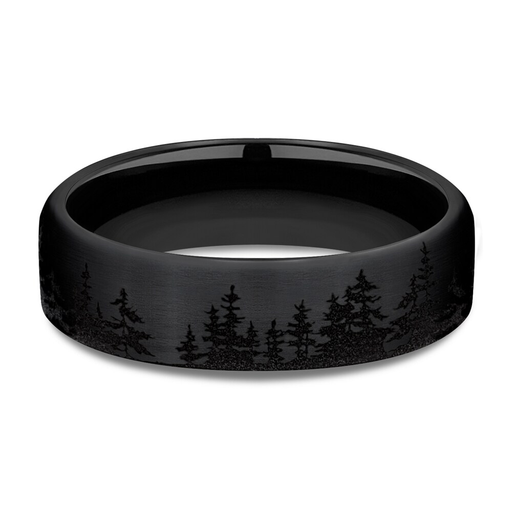 Tree Wedding Band Black Titanium 6.5mm UaIKs6xd Tree Wedding Band Black Titanium 6.5mm UaIKs6xd