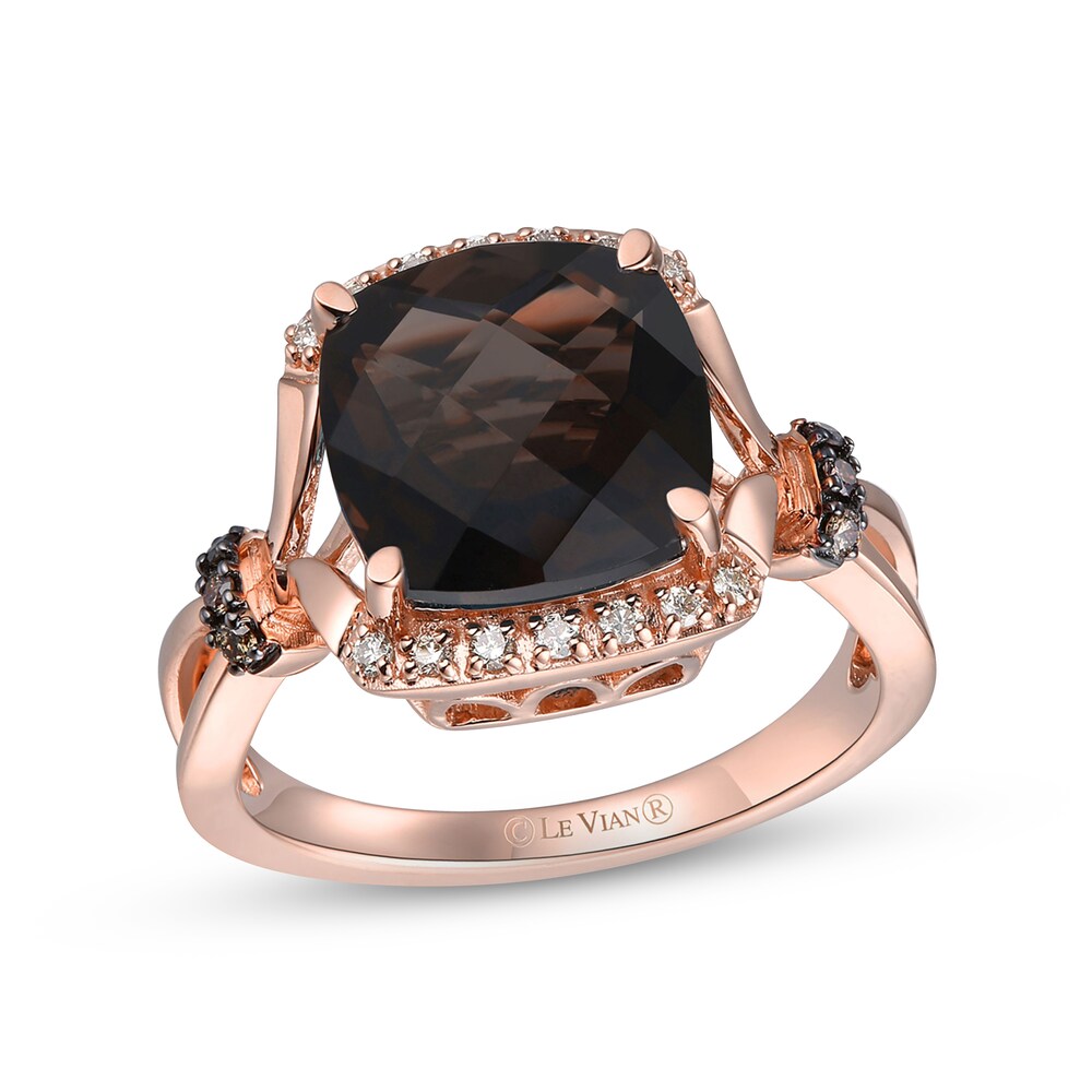 Le Vian Natural Smoky Quartz Ring 1/8 ct tw Diamonds 14K Strawberry Gold UhMENzuh Le Vian Natural Smoky Quartz Ring 1/8 ct tw Diamonds 14K Strawberry Gold UhMENzuh