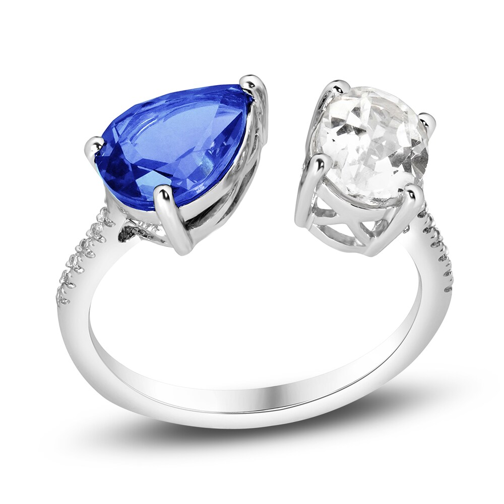 Lab-Created Blue Sapphire & Lab-Created White Sapphire Ring 10K White Gold Una2H146 Lab-Created Blue Sapphire & Lab-Created White Sapphire Ring 10K White Gold Una2H146