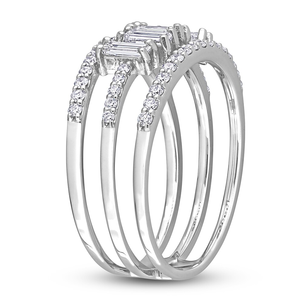 Diamond Triple Row Ring 5/8 ct tw Baguette/Round 14K White Gold V8KxyLM6 Diamond Triple Row Ring 5/8 ct tw Baguette/Round 14K White Gold V8KxyLM6