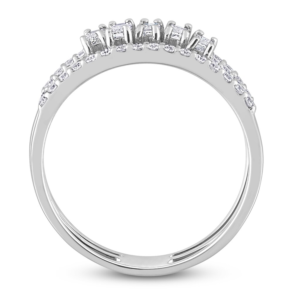 Diamond Triple Row Ring 5/8 ct tw Baguette/Round 14K White Gold V8KxyLM6 Diamond Triple Row Ring 5/8 ct tw Baguette/Round 14K White Gold V8KxyLM6