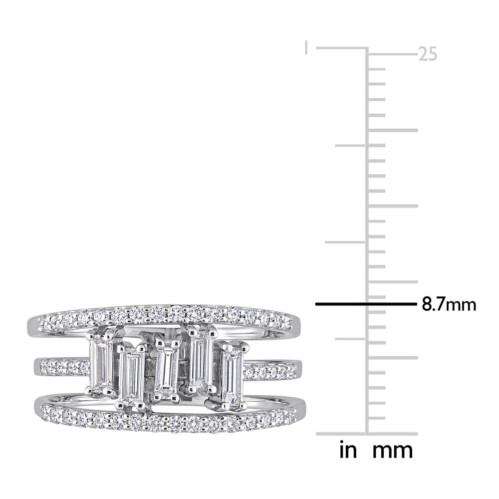 Diamond Triple Row Ring 5/8 ct tw Baguette/Round 14K White Gold V8KxyLM6 Diamond Triple Row Ring 5/8 ct tw Baguette/Round 14K White Gold V8KxyLM6