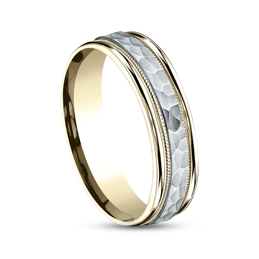 Hammered Wedding Band 10K Two-Tone Gold 6mm VGBLxdSS Hammered Wedding Band 10K Two-Tone Gold 6mm VGBLxdSS