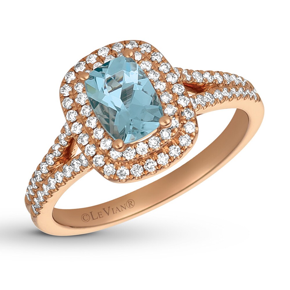 Le Vian Aquamarine Ring 3/8 ct tw Diamonds 14K Strawberry Gold VISLjlZ6 Le Vian Aquamarine Ring 3/8 ct tw Diamonds 14K Strawberry Gold VISLjlZ6