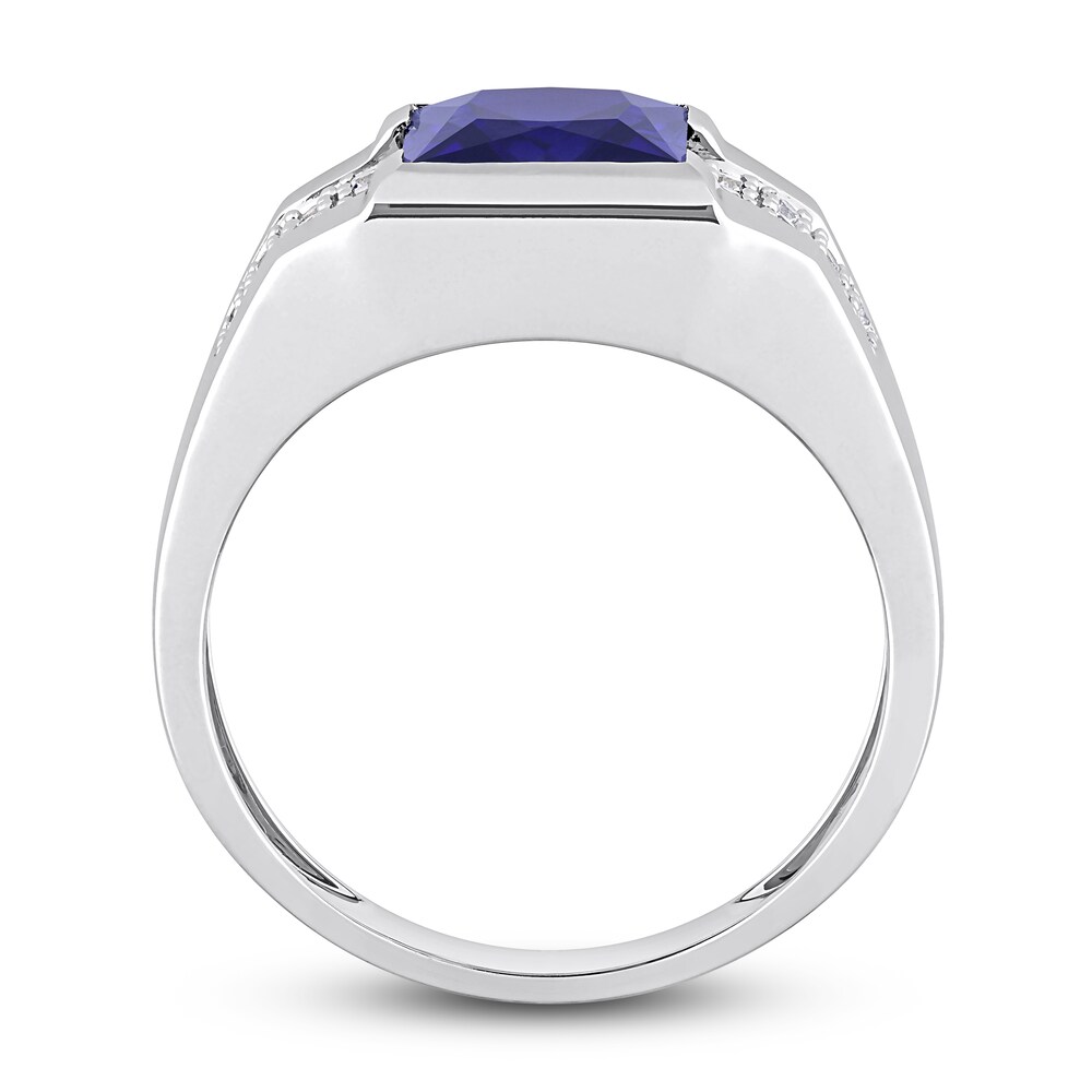Men\'s Lab-Created Blue Sapphire & Lab-Created White Sapphire Ring 10K White Gold VTYTlEFe Men\'s Lab-Created Blue Sapphire & Lab-Created White Sapphire Ring 10K White Gold VTYTlEFe