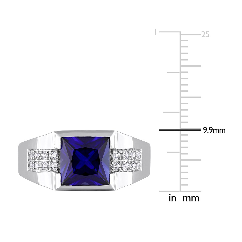 Men\'s Lab-Created Blue Sapphire & Lab-Created White Sapphire Ring 10K White Gold VTYTlEFe Men\'s Lab-Created Blue Sapphire & Lab-Created White Sapphire Ring 10K White Gold VTYTlEFe