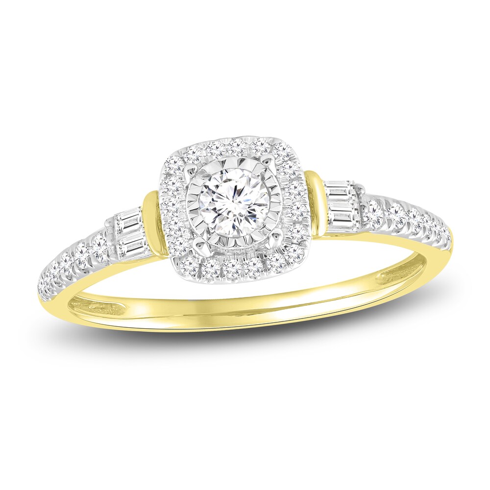 Diamond Ring 3/8 ct tw Round/Baguette 10K Yellow Gold Va0PfHHe Diamond Ring 3/8 ct tw Round/Baguette 10K Yellow Gold Va0PfHHe