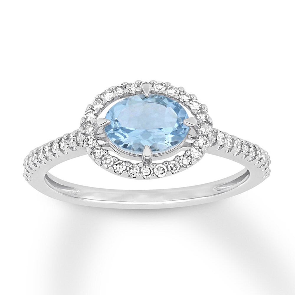 Aquamarine Ring 1/4 carat tw Diamonds 10K White Gold Ve8bx4zl Aquamarine Ring 1/4 carat tw Diamonds 10K White Gold Ve8bx4zl