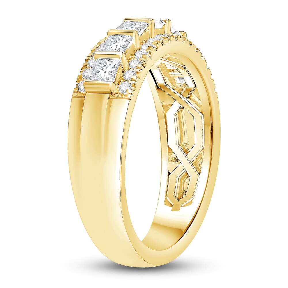 Diamond Multi-Row Anniversary Band 1 ct tw Princess/Round 14K Yellow Gold Vydf1m1R Diamond Multi-Row Anniversary Band 1 ct tw Princess/Round 14K Yellow Gold Vydf1m1R
