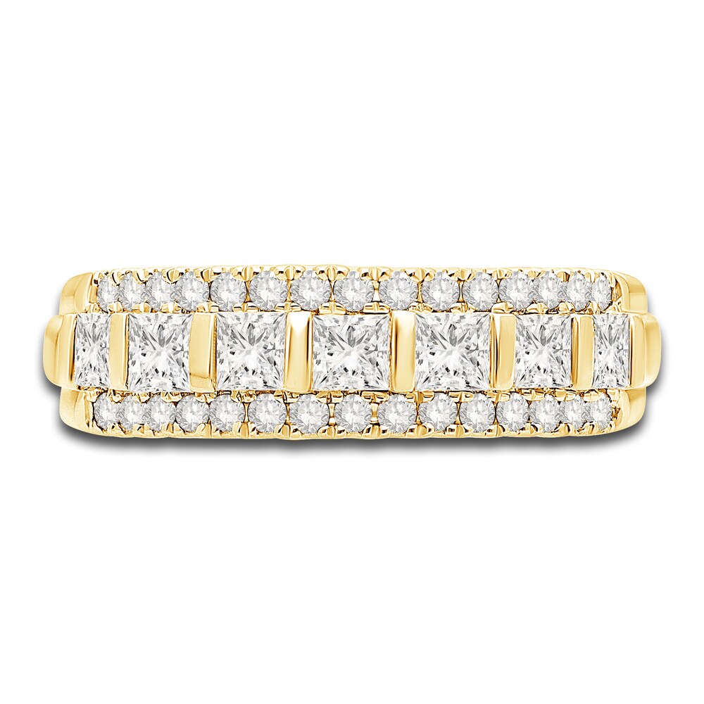 Diamond Multi-Row Anniversary Band 1 ct tw Princess/Round 14K Yellow Gold Vydf1m1R Diamond Multi-Row Anniversary Band 1 ct tw Princess/Round 14K Yellow Gold Vydf1m1R