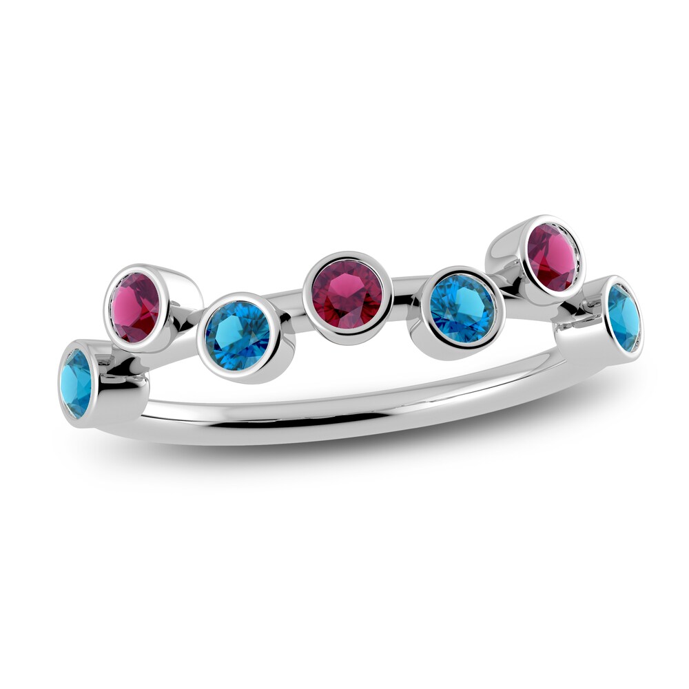 Juliette Maison Natural Rhodolite Garnet & Natural Blue Zircon Ring 10K White Gold W10KfRmC Juliette Maison Natural Rhodolite Garnet & Natural Blue Zircon Ring 10K White Gold W10KfRmC