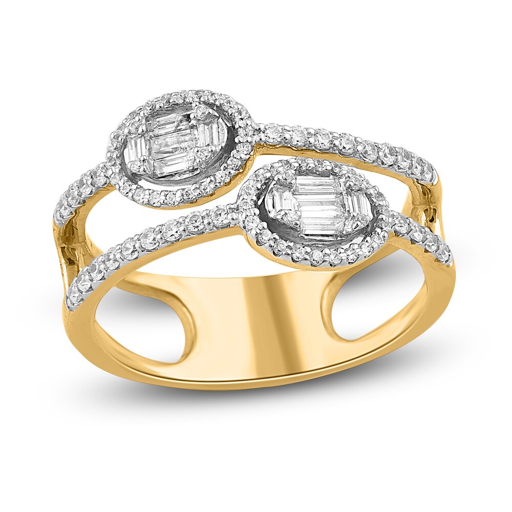 Diamond Ring 1/2 ct tw Round/Baguette 14K Yellow Gold/Rhodium W8jhgO1h Diamond Ring 1/2 ct tw Round/Baguette 14K Yellow Gold/Rhodium W8jhgO1h