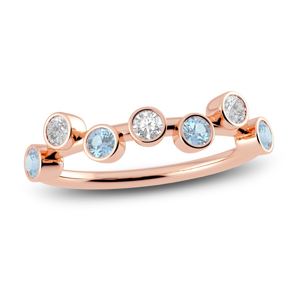 Juliette Maison Natural White Sapphire & Natural Aquamarine Ring 10K Rose Gold WCZBJg9b Juliette Maison Natural White Sapphire & Natural Aquamarine Ring 10K Rose Gold WCZBJg9b