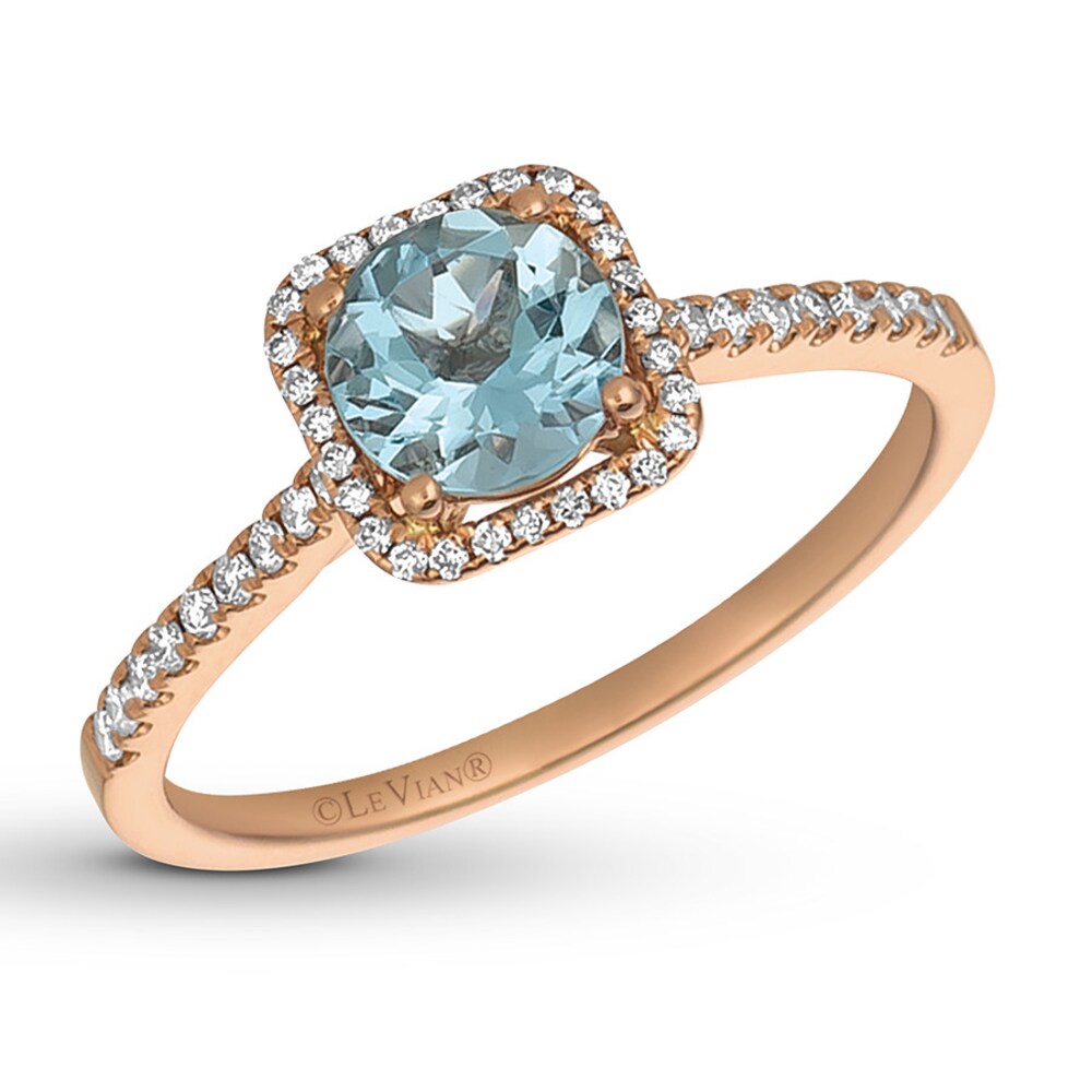 Le Vian Aquamarine & Sapphire Ring 1/5 ct tw Diamonds 14K Strawberry Gold WCZzKAPD Le Vian Aquamarine & Sapphire Ring 1/5 ct tw Diamonds 14K Strawberry Gold WCZzKAPD