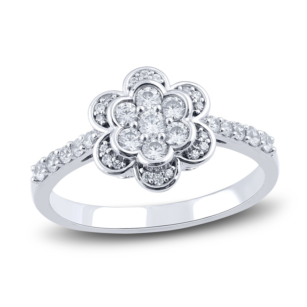 Diamond Flower Ring 1/2 ct tw Round 14K White Gold WClKHG2G Diamond Flower Ring 1/2 ct tw Round 14K White Gold WClKHG2G