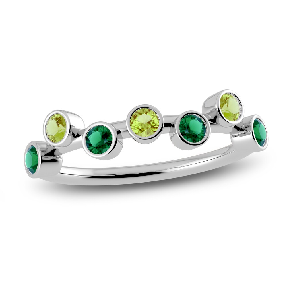 Juliette Maison Natural Emerald & Natural Peridot Ring 10K White Gold WK4CFBeg Juliette Maison Natural Emerald & Natural Peridot Ring 10K White Gold WK4CFBeg
