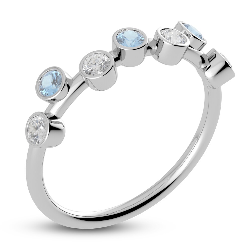 Juliette Maison Natural Aquamarine & Natural White Sapphire Ring 10K White Gold WLRe9SxA Juliette Maison Natural Aquamarine & Natural White Sapphire Ring 10K White Gold WLRe9SxA