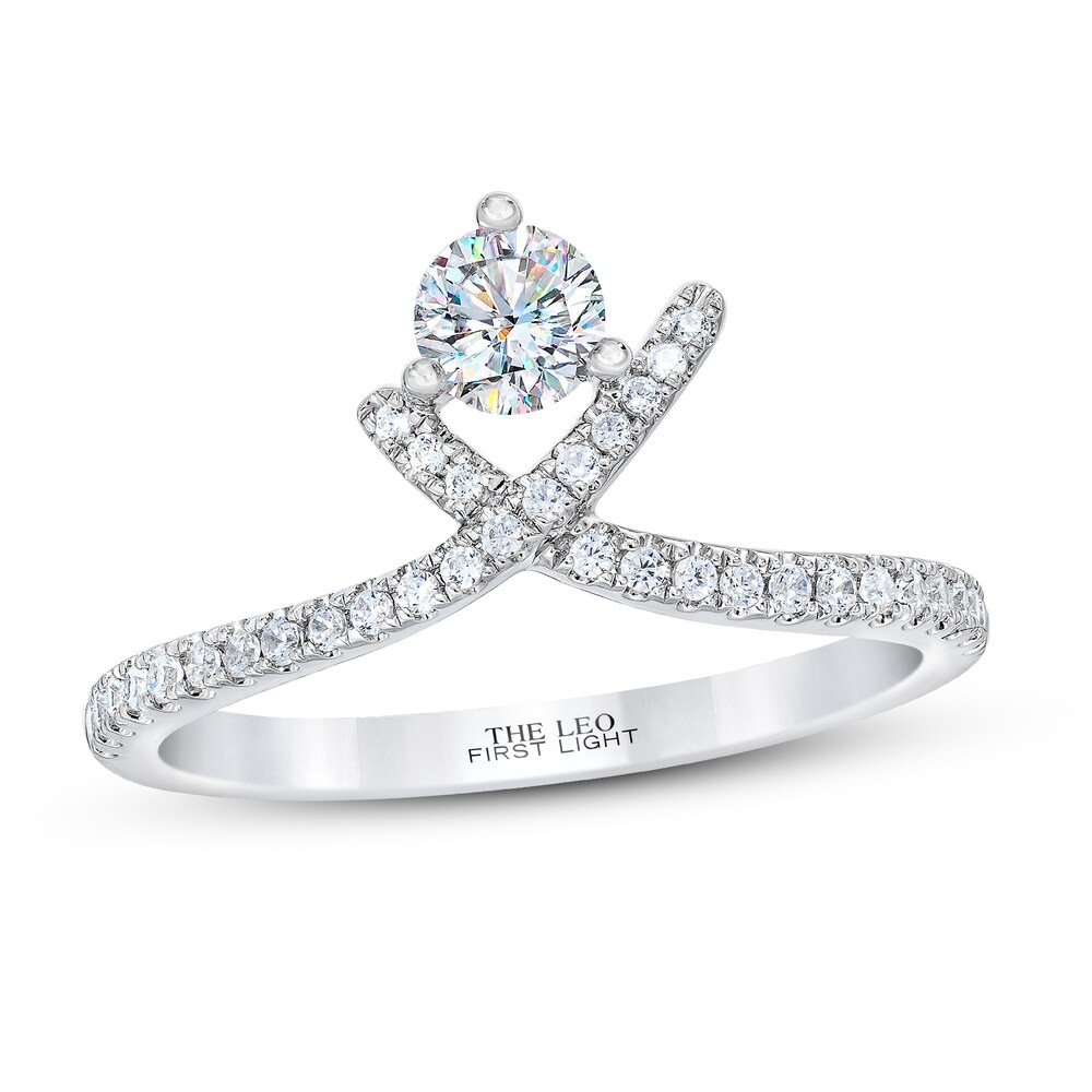 THE LEO First Light Diamond Ring 1/2 ct tw Round 14K White Gold WWyuKnFa