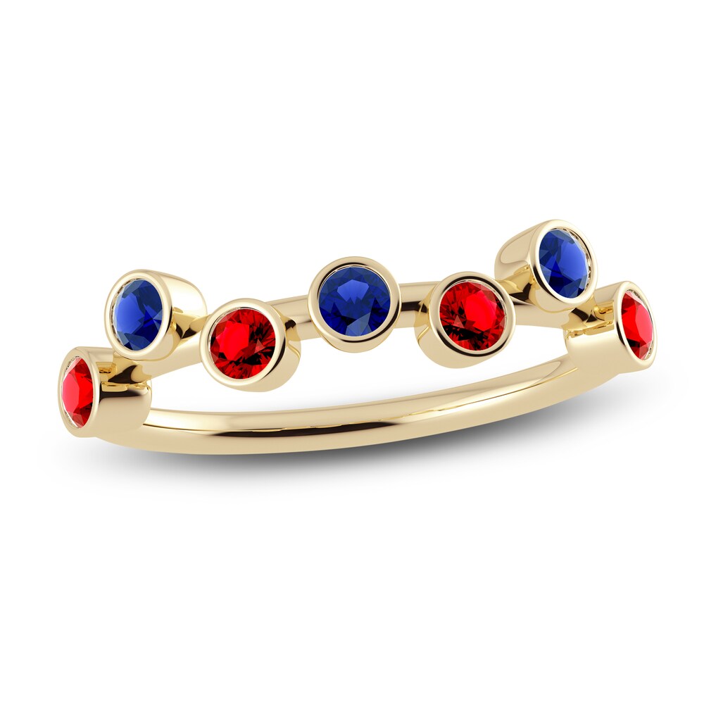 Juliette Maison Natural Ruby & Natural Blue Sapphire Ring 10K Yellow Gold WX7U9QRC Juliette Maison Natural Ruby & Natural Blue Sapphire Ring 10K Yellow Gold WX7U9QRC