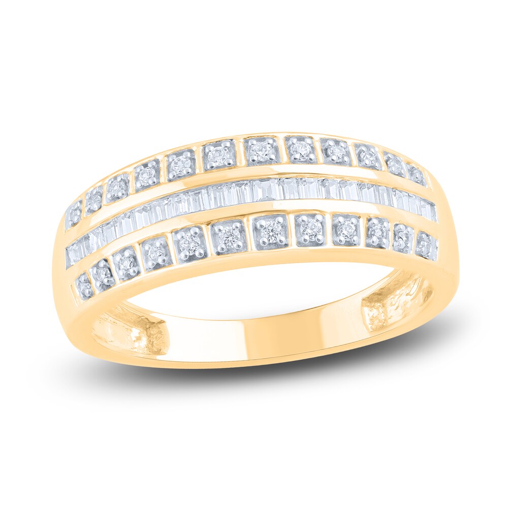 Diamond Anniversary Ring 3/4 ct tw Round/Baguette 14K Yellow Gold Wbjc3Ngv Diamond Anniversary Ring 3/4 ct tw Round/Baguette 14K Yellow Gold Wbjc3Ngv