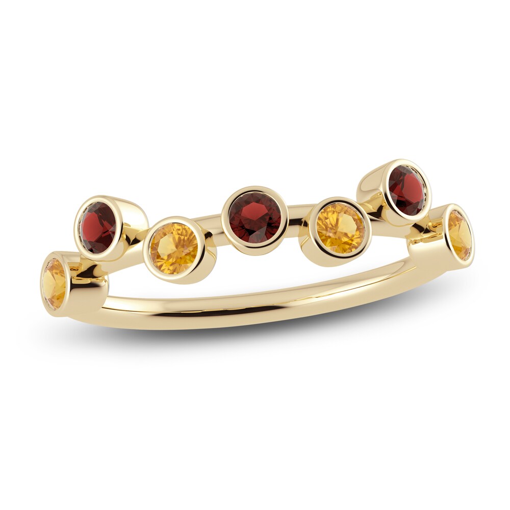Juliette Maison Natural Garnet & Natural Citrine Ring 10K Yellow Gold WoY9ksrT