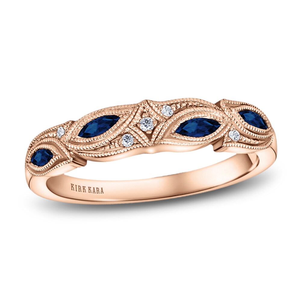 Kirk Kara Natural Blue Sapphire Anniversary Band Diamond Accents 18K Rose Gold Woe9A5bA Kirk Kara Natural Blue Sapphire Anniversary Band Diamond Accents 18K Rose Gold Woe9A5bA