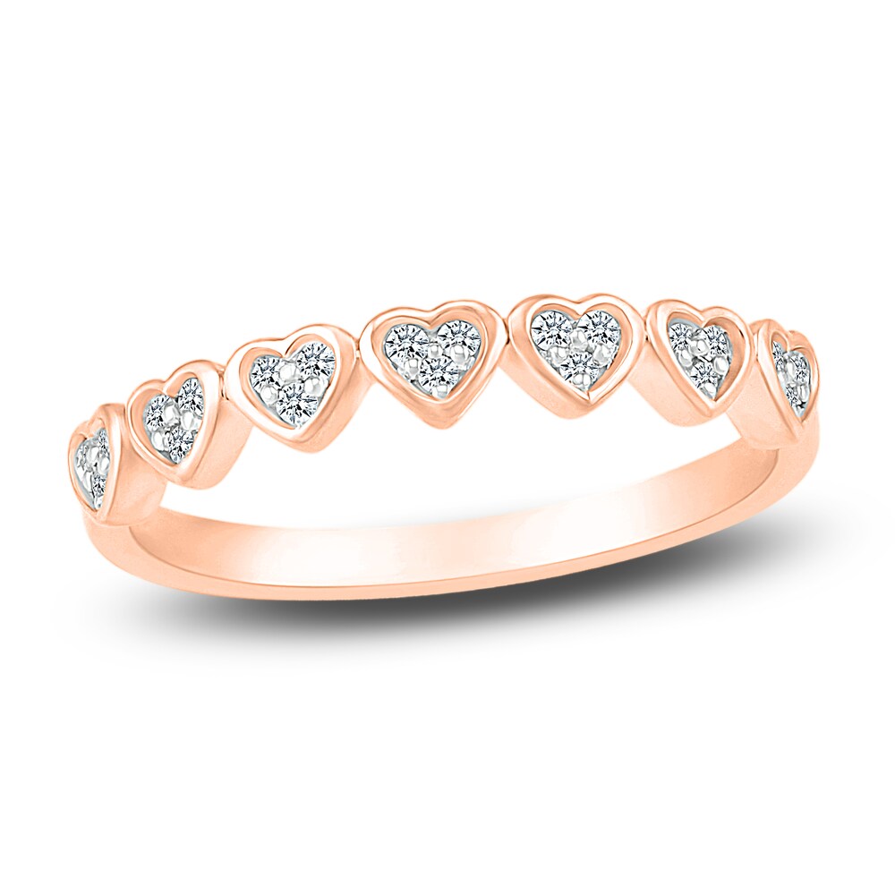 Diamond Heart Anniversary Band 1/8 ct tw Round 14K Rose Gold XB7NCPh2 Diamond Heart Anniversary Band 1/8 ct tw Round 14K Rose Gold XB7NCPh2