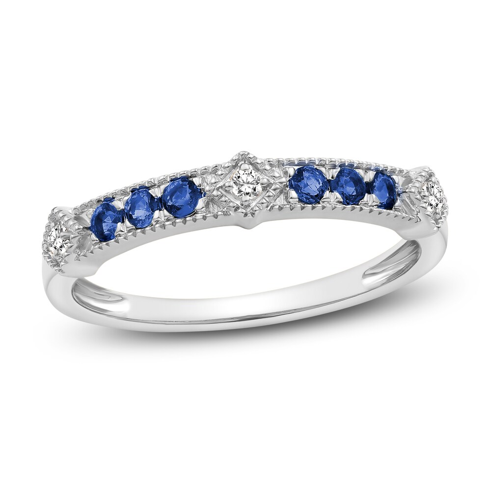 Natural Blue Sapphire Ring 1/20 ct tw Diamonds 14K White Gold XCLfC8nb Natural Blue Sapphire Ring 1/20 ct tw Diamonds 14K White Gold XCLfC8nb