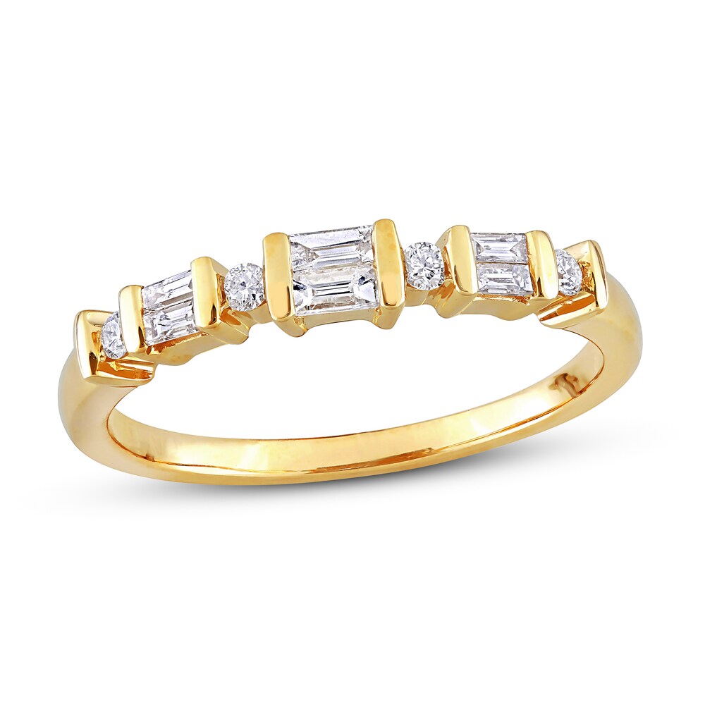 Diamond Ring 1/4 ct tw Baguette/Round 10K Yellow Gold XCZBaYJK Diamond Ring 1/4 ct tw Baguette/Round 10K Yellow Gold XCZBaYJK