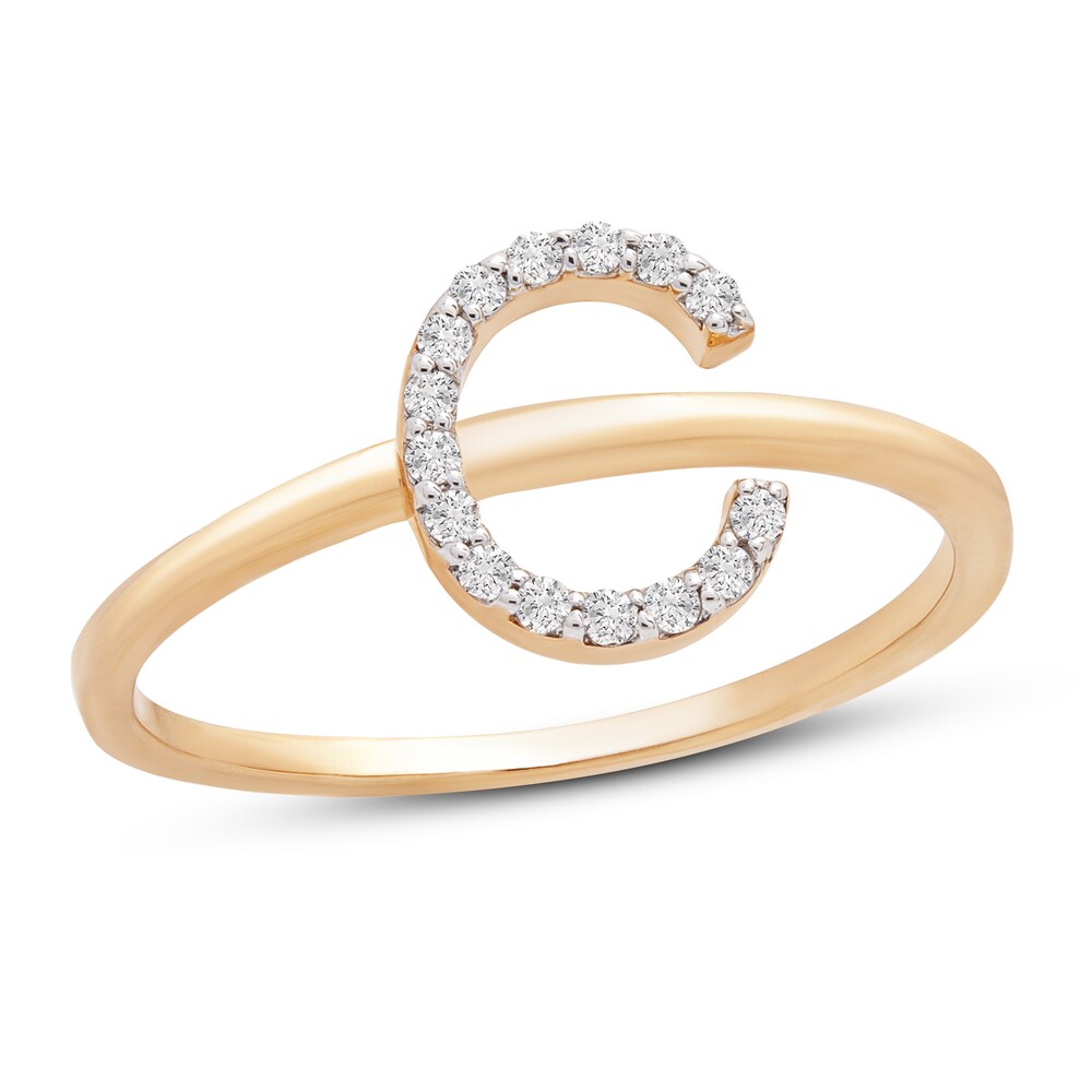 Diamond Letter C Ring 1/10 ct tw 10K Yellow Gold XDHmEWMu Diamond Letter C Ring 1/10 ct tw 10K Yellow Gold XDHmEWMu