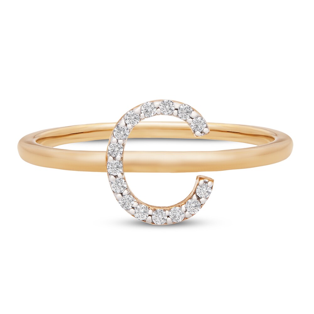 Diamond Letter C Ring 1/10 ct tw 10K Yellow Gold XDHmEWMu Diamond Letter C Ring 1/10 ct tw 10K Yellow Gold XDHmEWMu