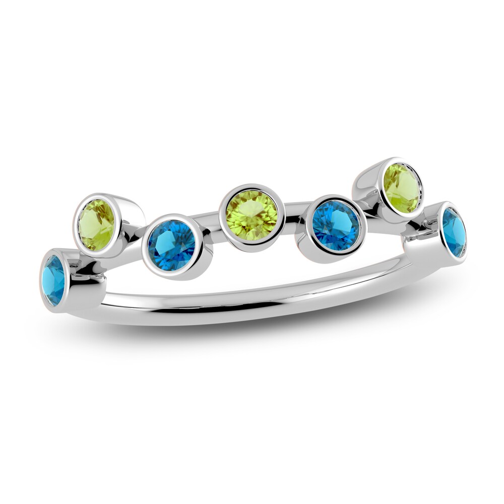 Juliette Maison Natural Blue Zircon & Natural Peridot Ring 10K White Gold XGJCXCyf Juliette Maison Natural Blue Zircon & Natural Peridot Ring 10K White Gold XGJCXCyf