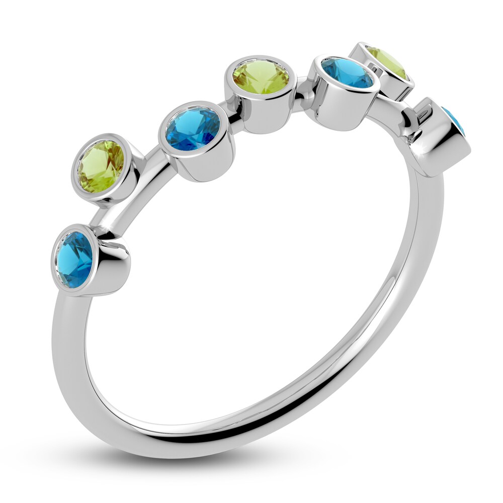 Juliette Maison Natural Blue Zircon & Natural Peridot Ring 10K White Gold XGJCXCyf