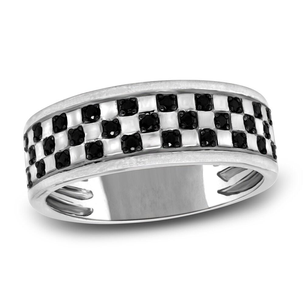 Men's Black Diamond Anniversary Ring 1/4 ct tw Round 14K White Gold XGTBuKJL