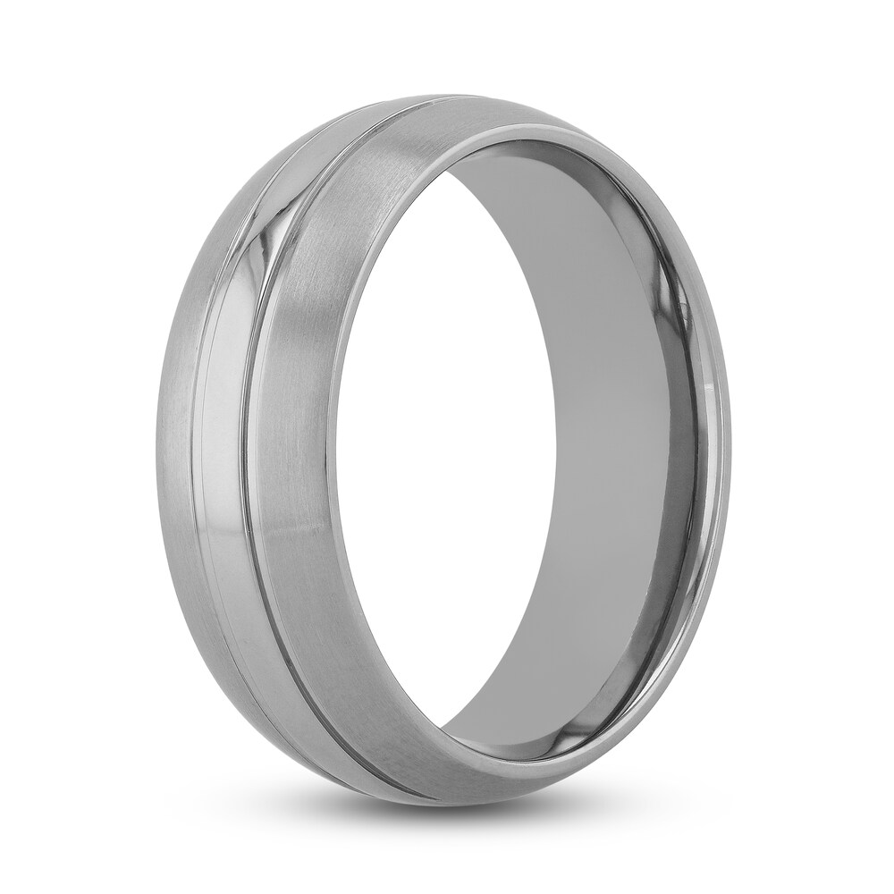 Grooved Wedding Band Titanium 7.5mm XJJ1oK4w
