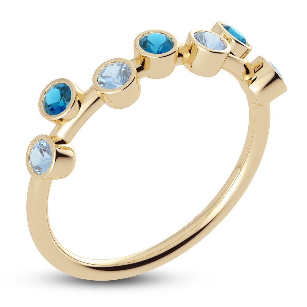 Juliette Maison Natural Blue Zircon & Natural Aquamarine Ring 10K Yellow Gold XKzCKj8x
