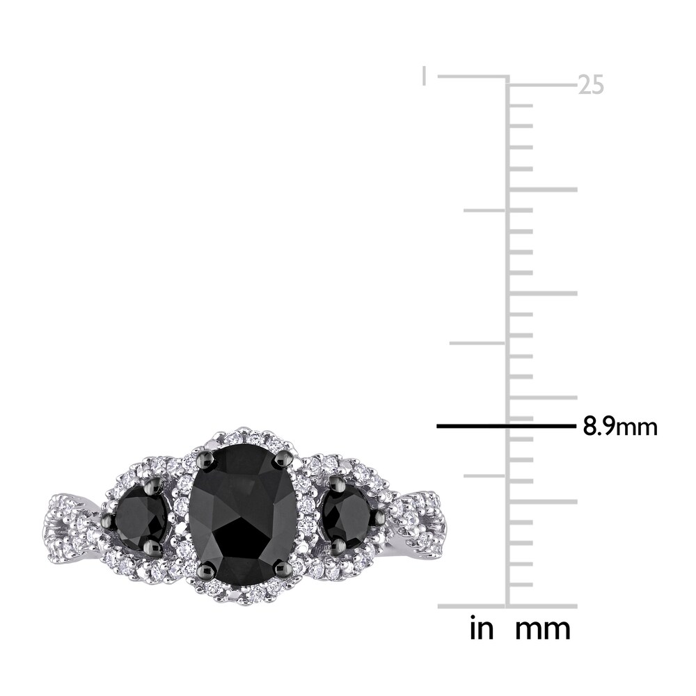 Black & White Diamond 3-Stone Engagement Ring 1-1/3 ct tw Oval/Round 14K White Gold XPZB28Xi Black & White Diamond 3-Stone Engagement Ring 1-1/3 ct tw Oval/Round 14K White Gold XPZB28Xi