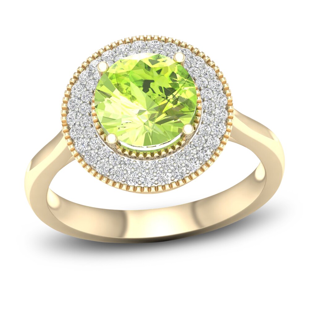 Natural Peridot Ring 1/4 ct tw Diamonds 10K Yellow Gold XU3lMOJV Natural Peridot Ring 1/4 ct tw Diamonds 10K Yellow Gold XU3lMOJV