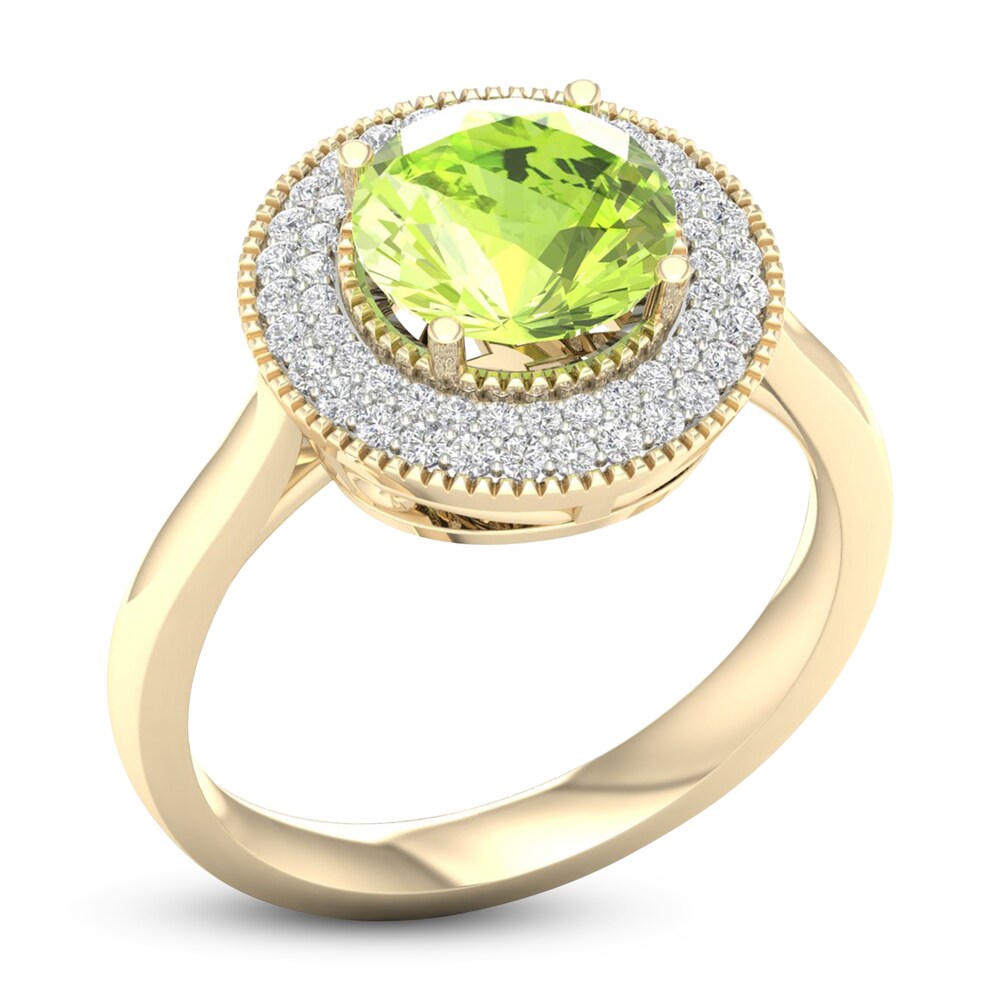 Natural Peridot Ring 1/4 ct tw Diamonds 10K Yellow Gold XU3lMOJV Natural Peridot Ring 1/4 ct tw Diamonds 10K Yellow Gold XU3lMOJV