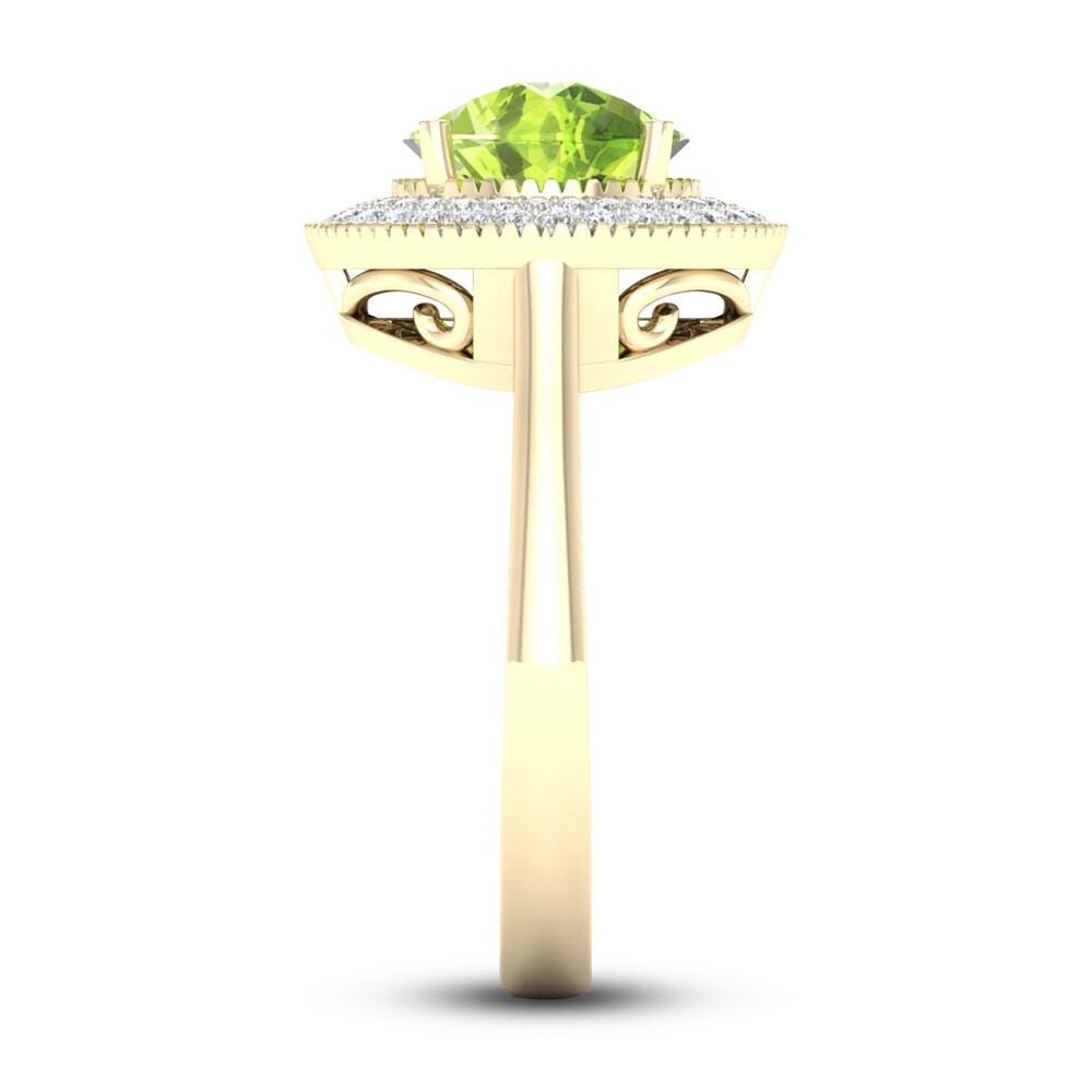 Natural Peridot Ring 1/4 ct tw Diamonds 10K Yellow Gold XU3lMOJV Natural Peridot Ring 1/4 ct tw Diamonds 10K Yellow Gold XU3lMOJV
