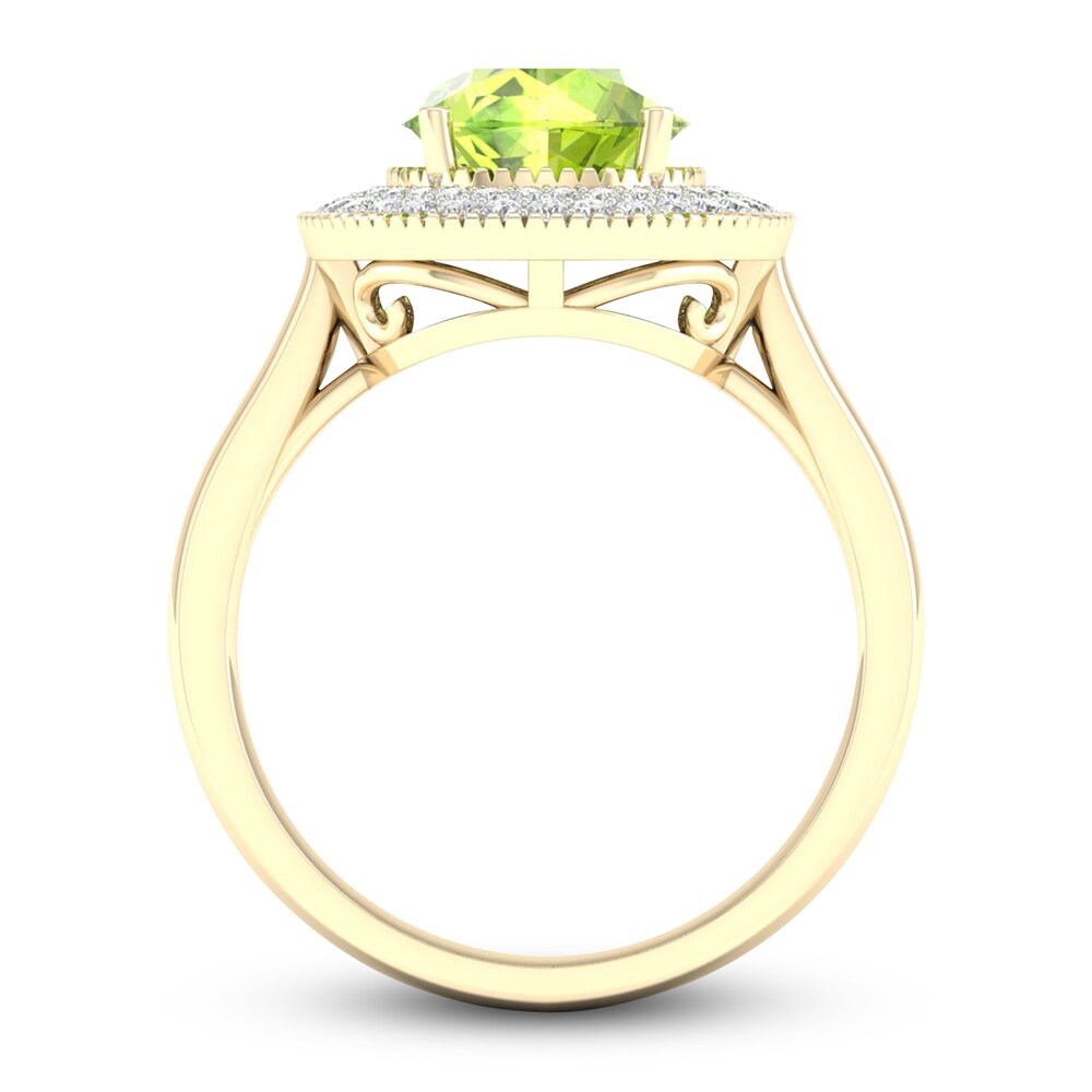 Natural Peridot Ring 1/4 ct tw Diamonds 10K Yellow Gold XU3lMOJV Natural Peridot Ring 1/4 ct tw Diamonds 10K Yellow Gold XU3lMOJV