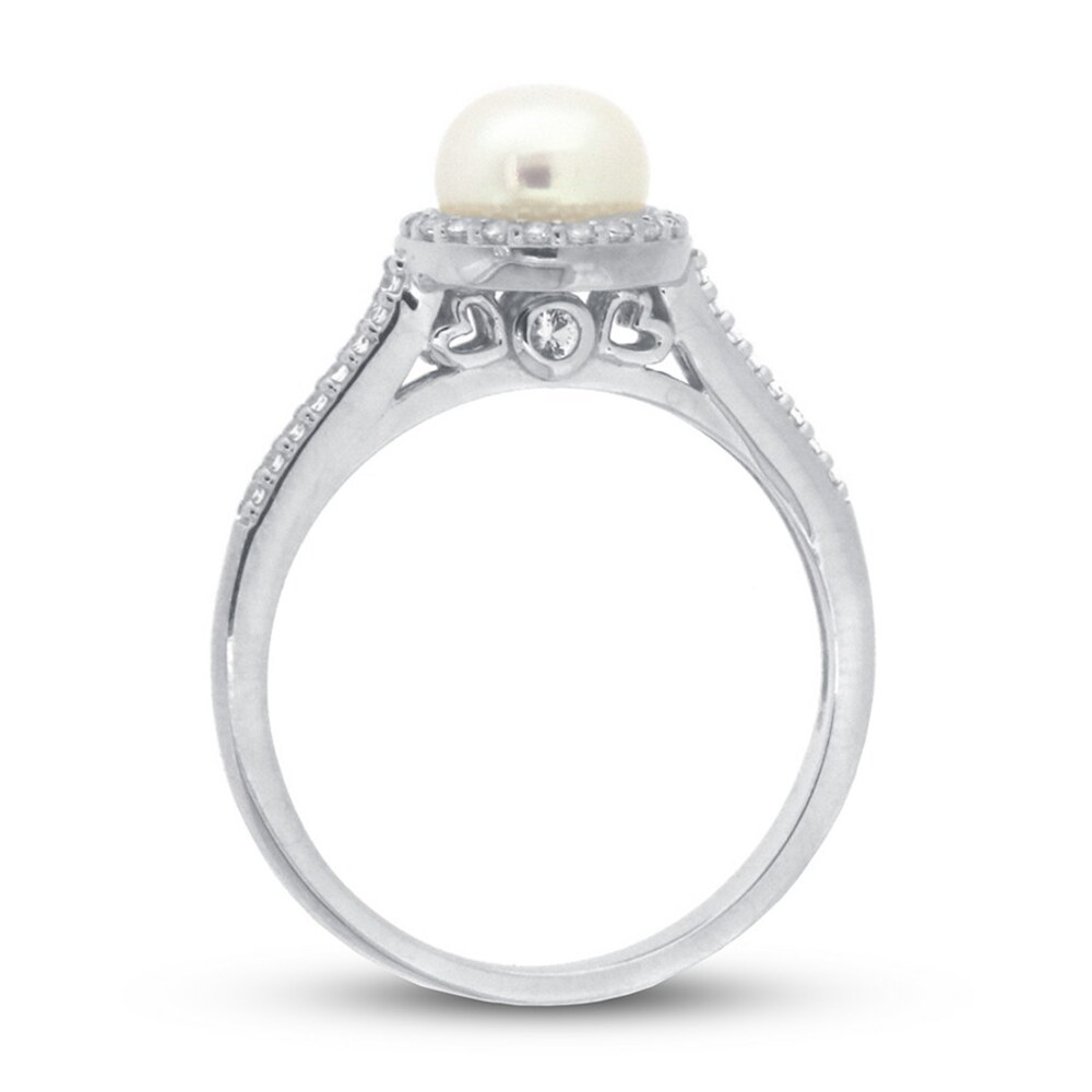 Cultured Pearl & White Topaz Ring 10K White Gold XdPjB6Ne Cultured Pearl & White Topaz Ring 10K White Gold XdPjB6Ne
