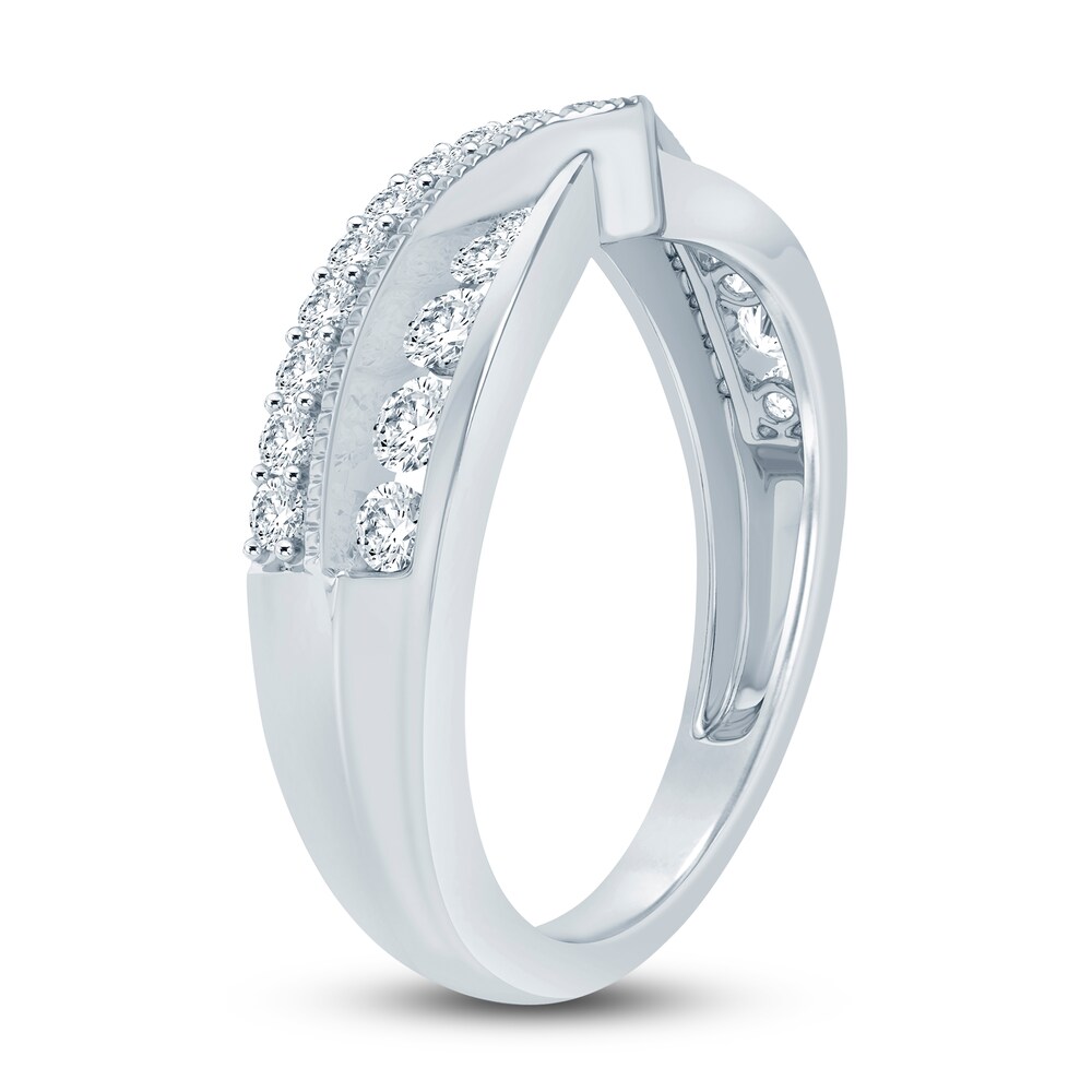 Diamond Contour Anniversary Band 1/2 ct tw Round 14K White Gold XiiCm7lg