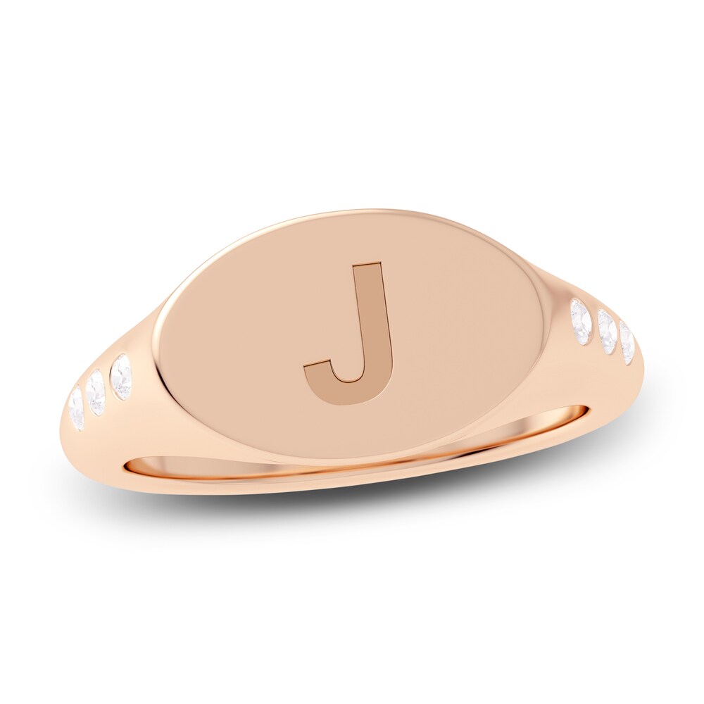 Juliette Maison Diamond Engravable Initial Signet Ring 1/8 ct tw Round 10K Rose Gold XmpoCFIo Juliette Maison Diamond Engravable Initial Signet Ring 1/8 ct tw Round 10K Rose Gold XmpoCFIo