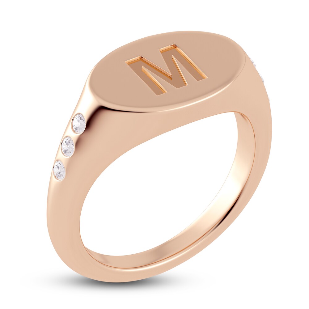 Juliette Maison Diamond Engravable Initial Signet Ring 1/8 ct tw Round 10K Rose Gold XmpoCFIo Juliette Maison Diamond Engravable Initial Signet Ring 1/8 ct tw Round 10K Rose Gold XmpoCFIo
