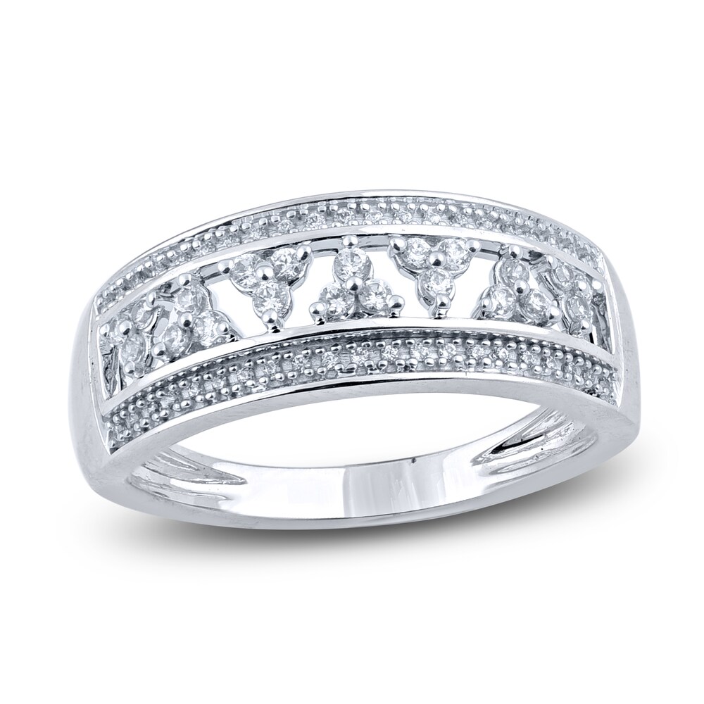 Diamond Floral Anniversary Band 1/4 ct tw Round 14K White Gold XpzxvhId