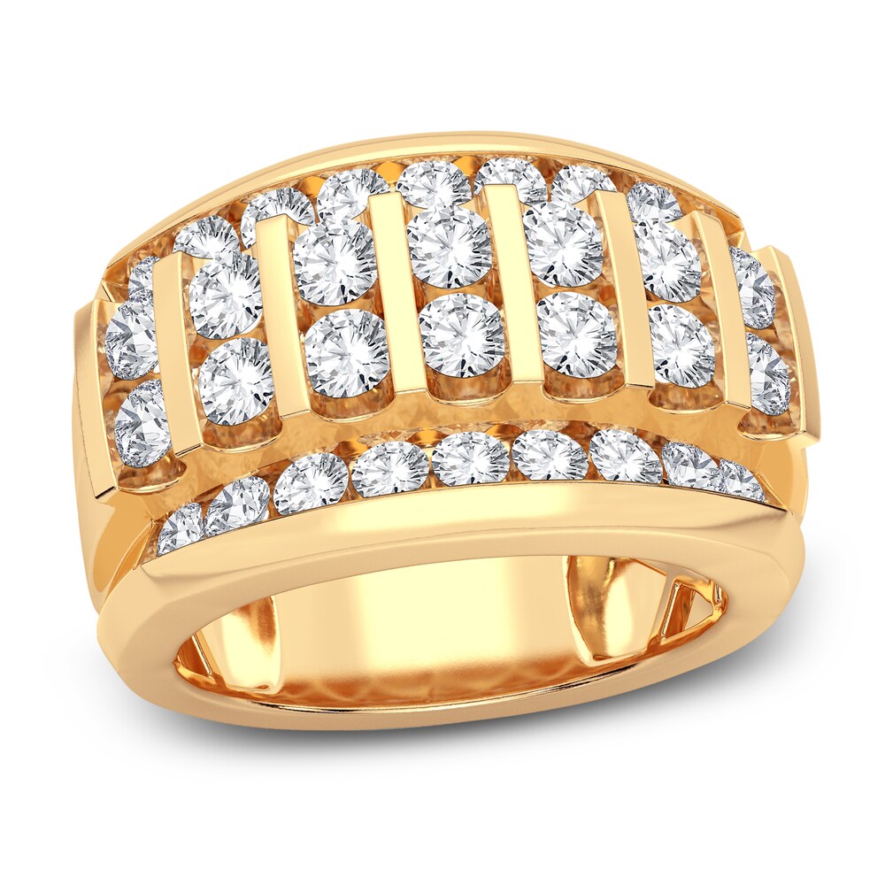Men's Diamond Ring 3 ct tw Round 14K Yellow Gold XuXZzAKL Men's Diamond Ring 3 ct tw Round 14K Yellow Gold XuXZzAKL
