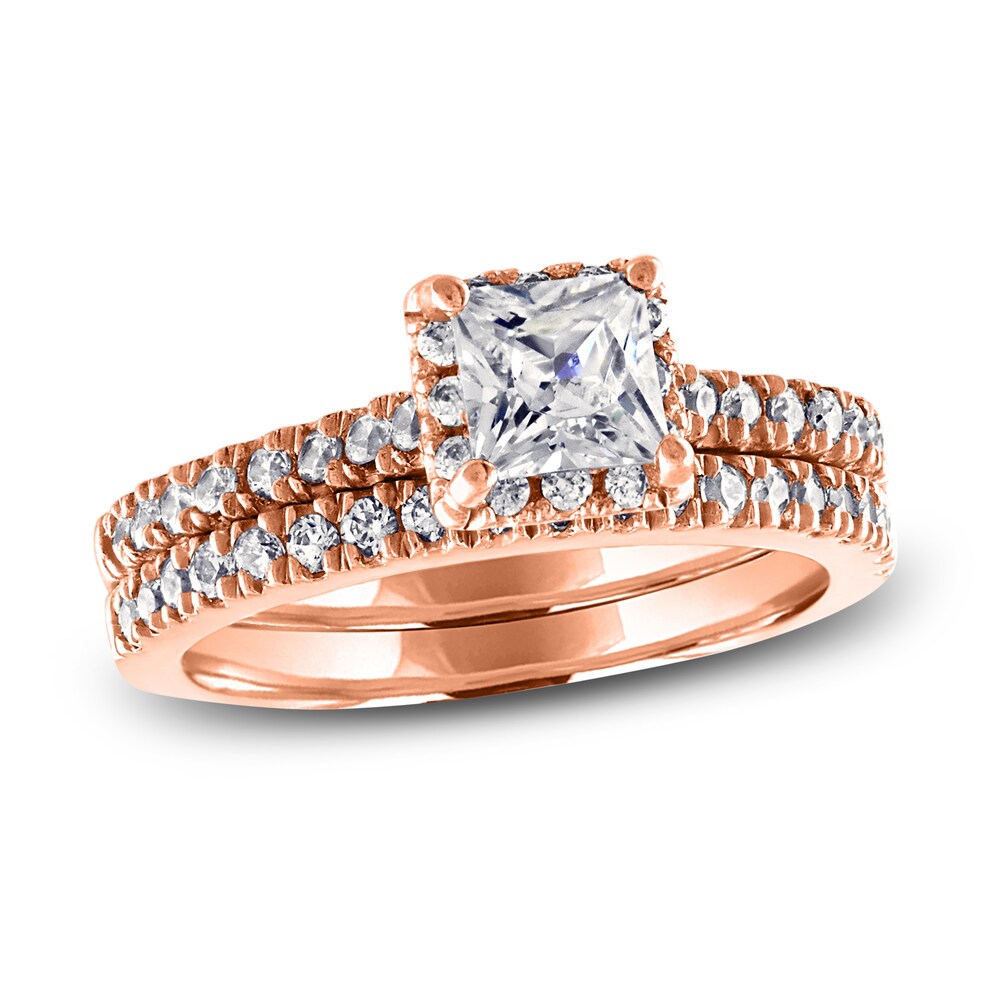 Diamond Bridal Set 1-5/8 ct tw Princess/Round 14K Rose Gold YAQQATOB