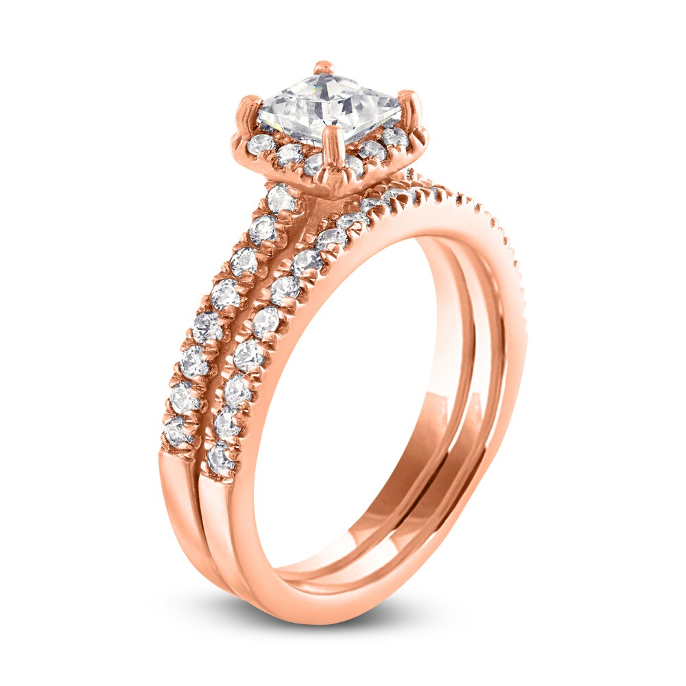 Diamond Bridal Set 1-5/8 ct tw Princess/Round 14K Rose Gold YAQQATOB